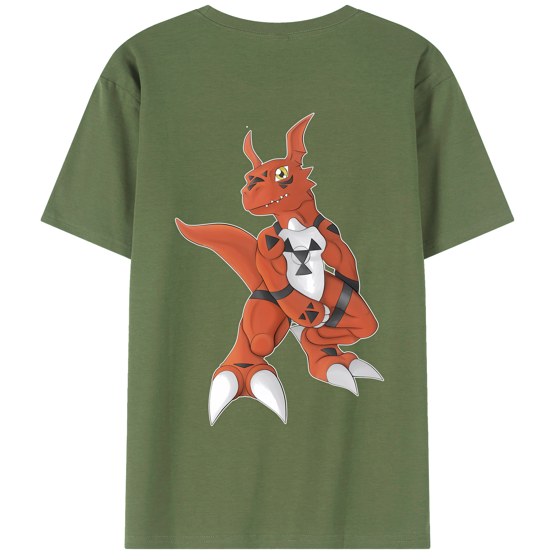 （画像用） Digimon デジタルモンスター/デジモン 綿100％ メンズ半袖Tシャツ（バックプリント） 通気性
